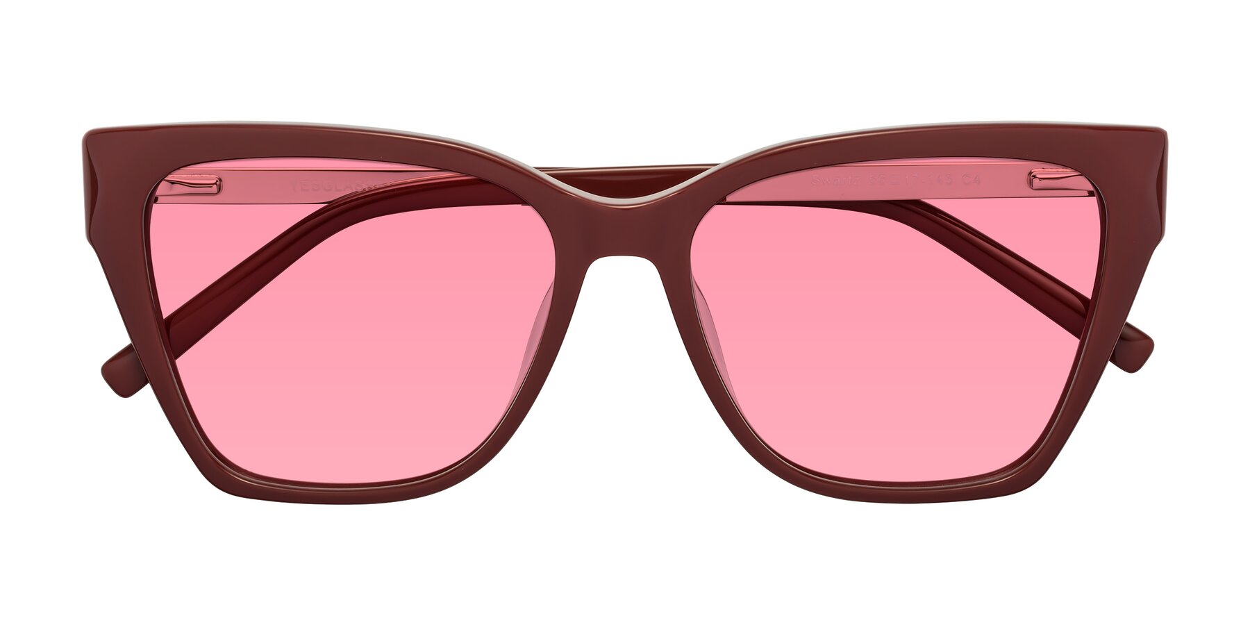 Folded Front of Swartz in Wine with Pink Tinted Lenses