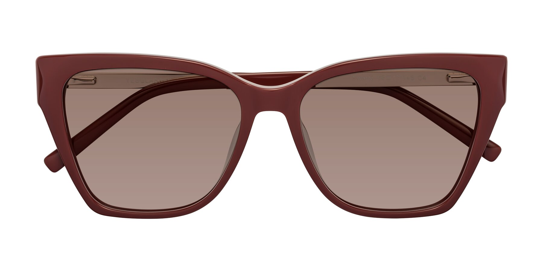 Folded Front of Swartz in Wine with Medium Brown Tinted Lenses
