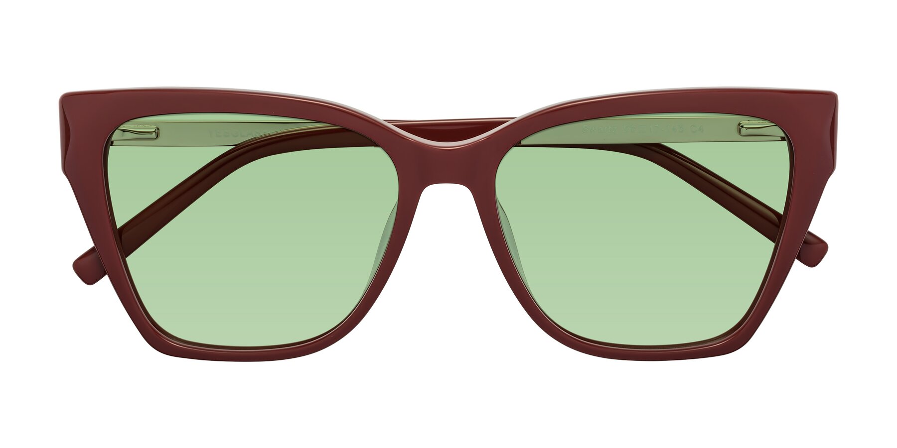 Folded Front of Swartz in Wine with Medium Green Tinted Lenses