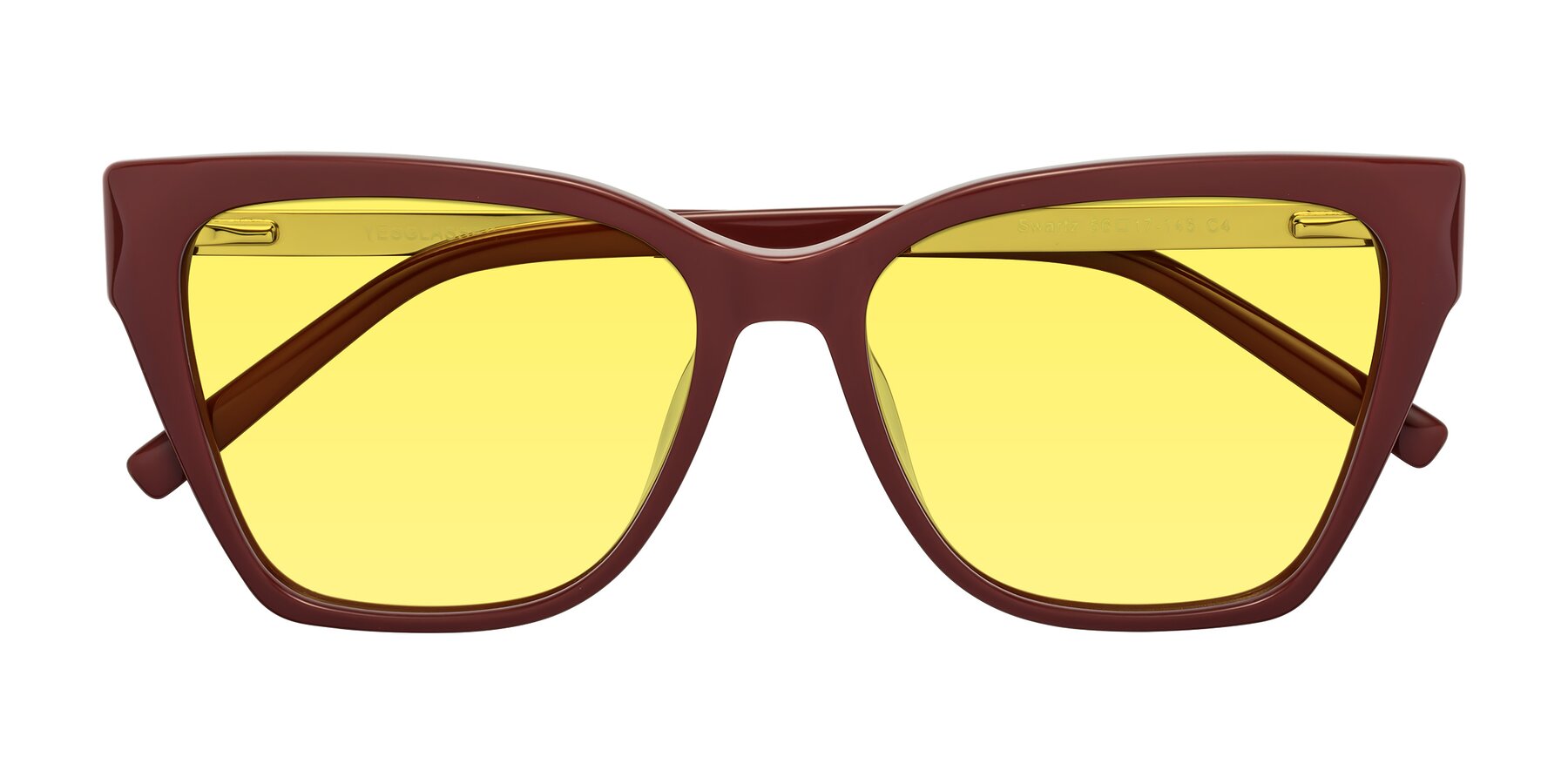 Folded Front of Swartz in Wine with Medium Yellow Tinted Lenses