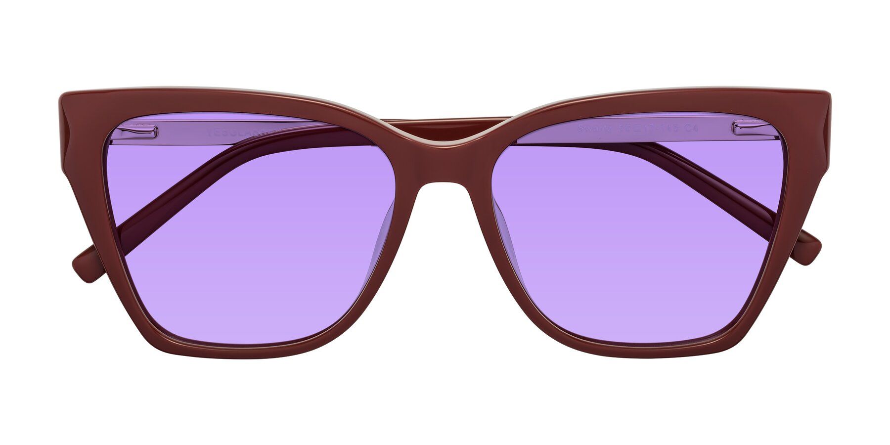 Folded Front of Swartz in Wine with Medium Purple Tinted Lenses