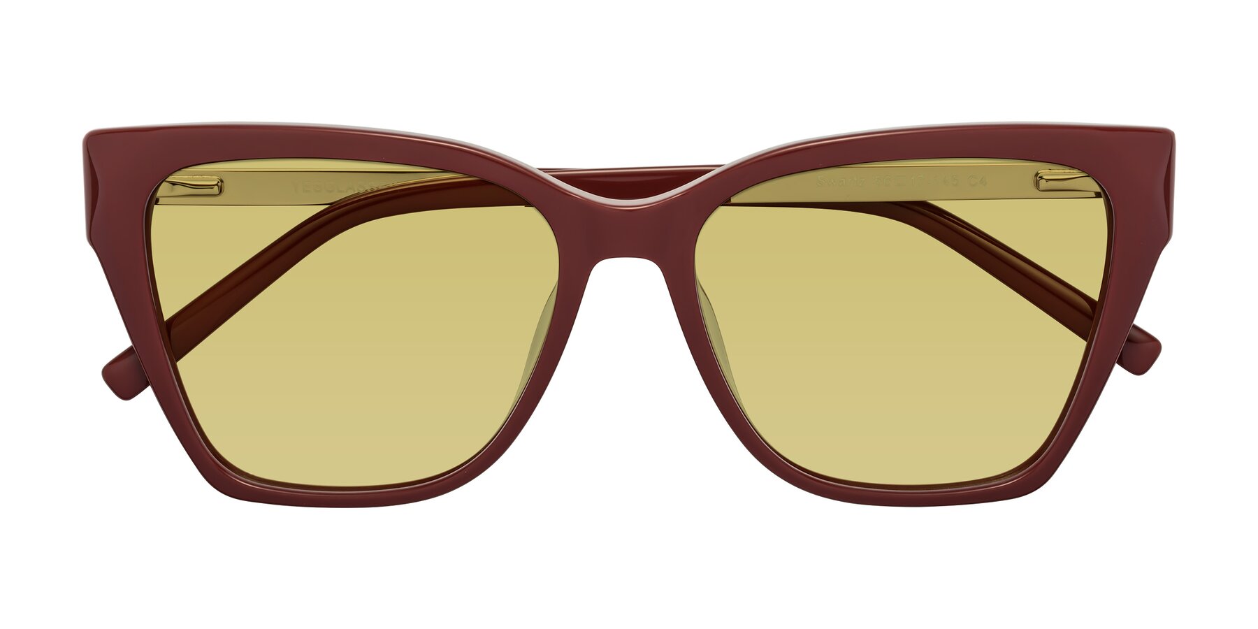 Folded Front of Swartz in Wine with Medium Champagne Tinted Lenses
