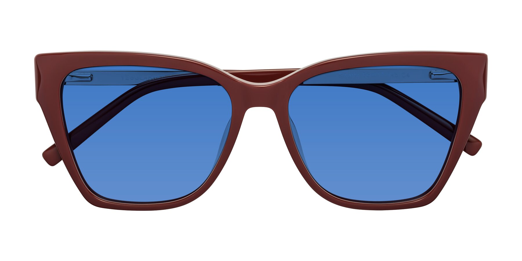Folded Front of Swartz in Wine with Blue Tinted Lenses