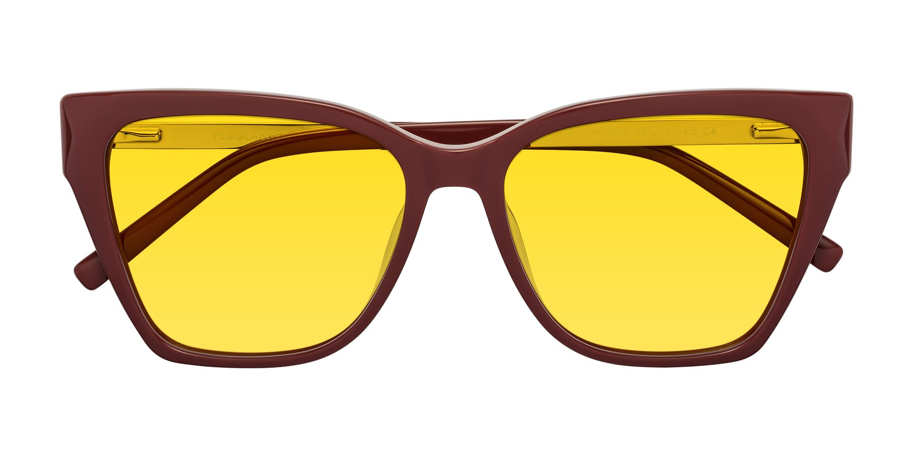 Folded Front of Swartz in Wine with Yellow Tinted Lenses