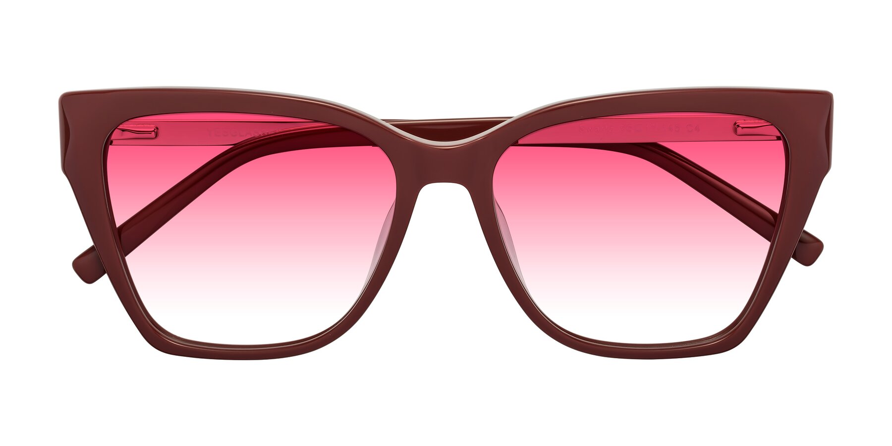 Folded Front of Swartz in Wine with Pink Gradient Lenses