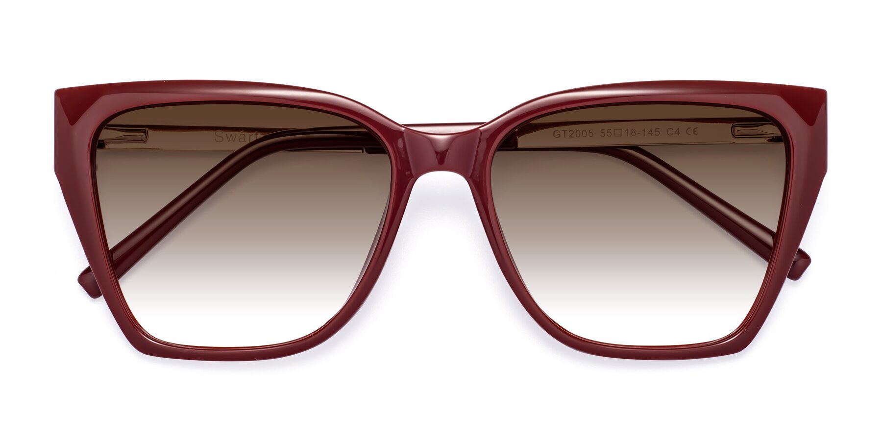 Folded Front of Swartz in Wine with Brown Gradient Lenses