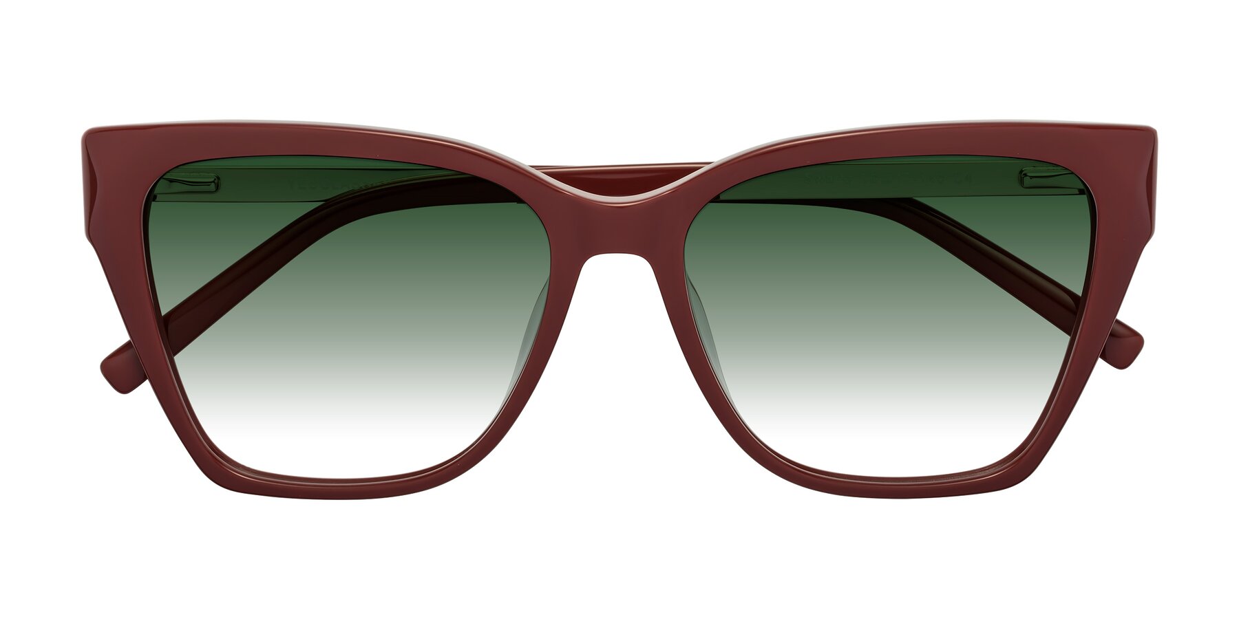 Folded Front of Swartz in Wine with Green Gradient Lenses