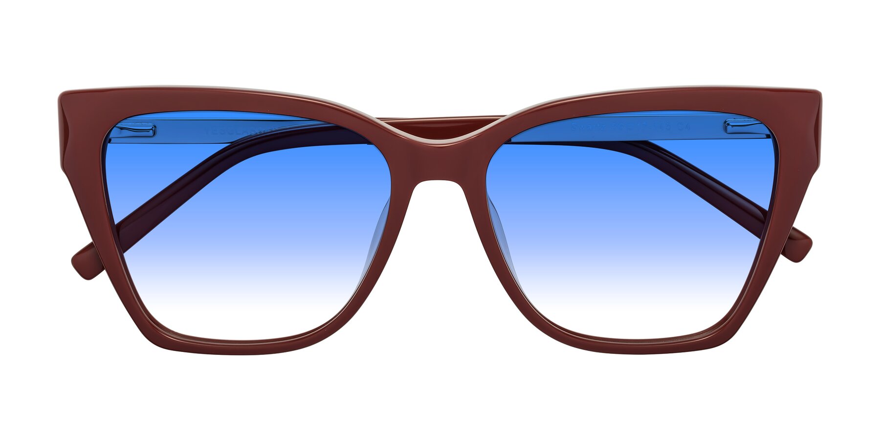 Folded Front of Swartz in Wine with Blue Gradient Lenses