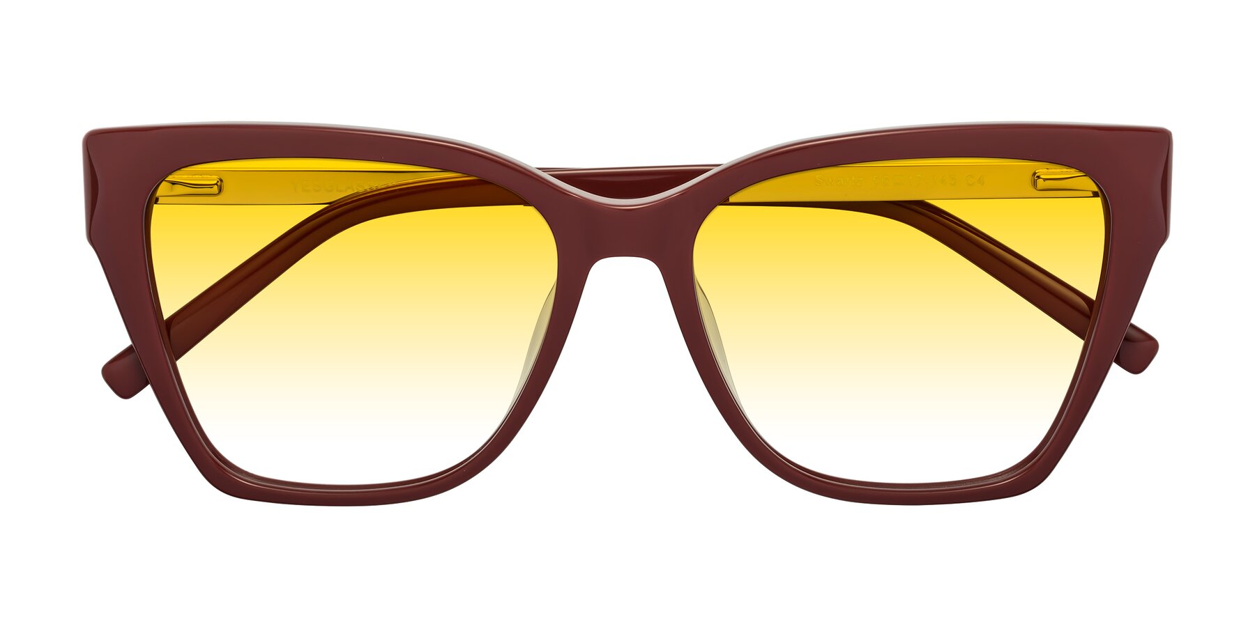 Folded Front of Swartz in Wine with Yellow Gradient Lenses