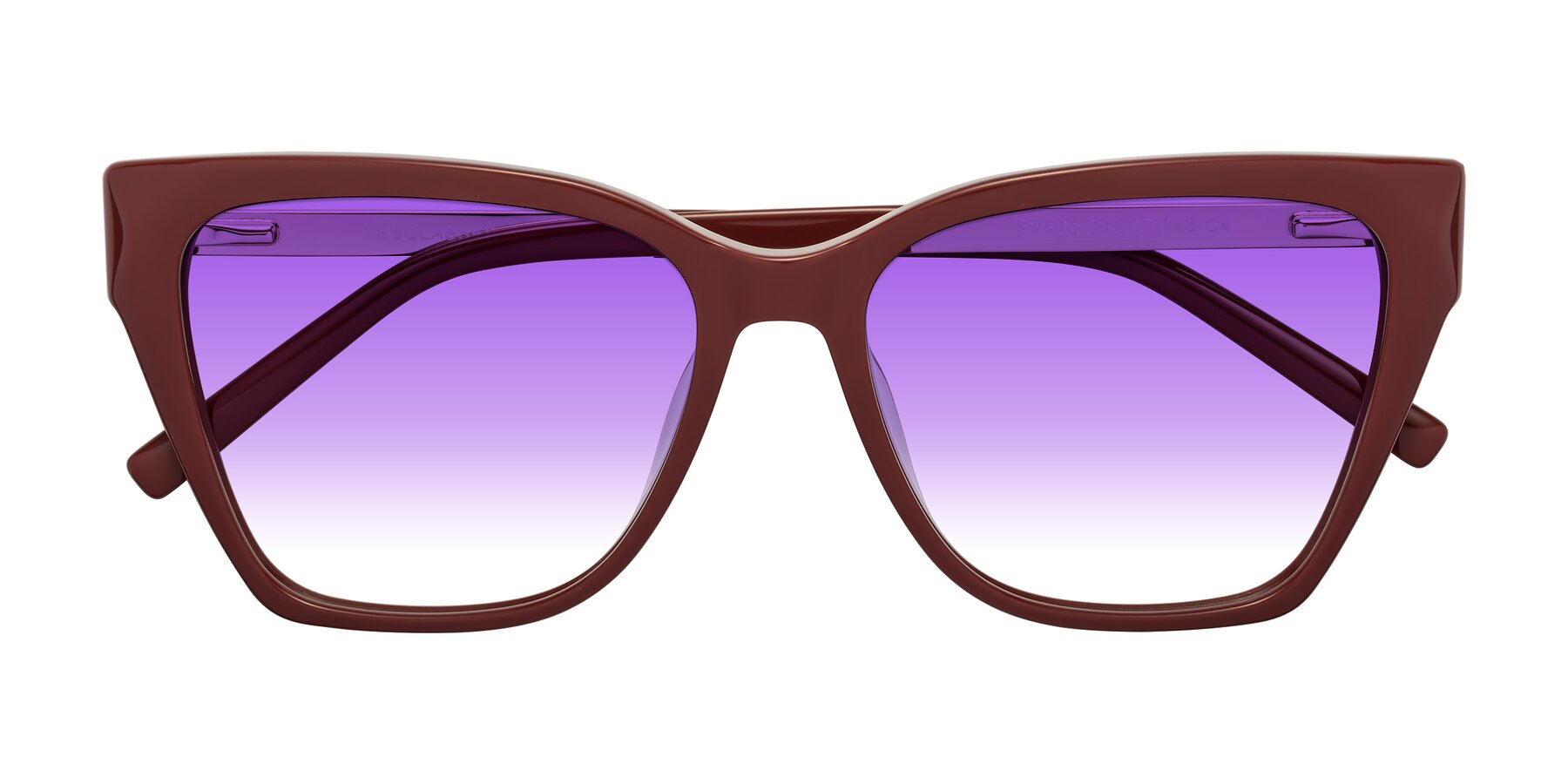 Folded Front of Swartz in Wine with Purple Gradient Lenses