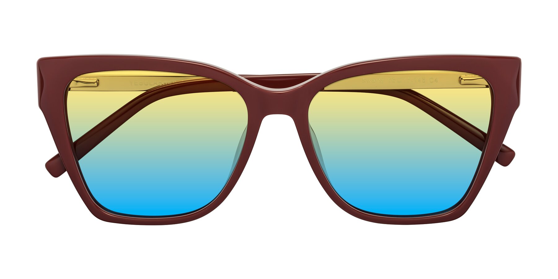 Folded Front of Swartz in Wine with Yellow / Blue Gradient Lenses