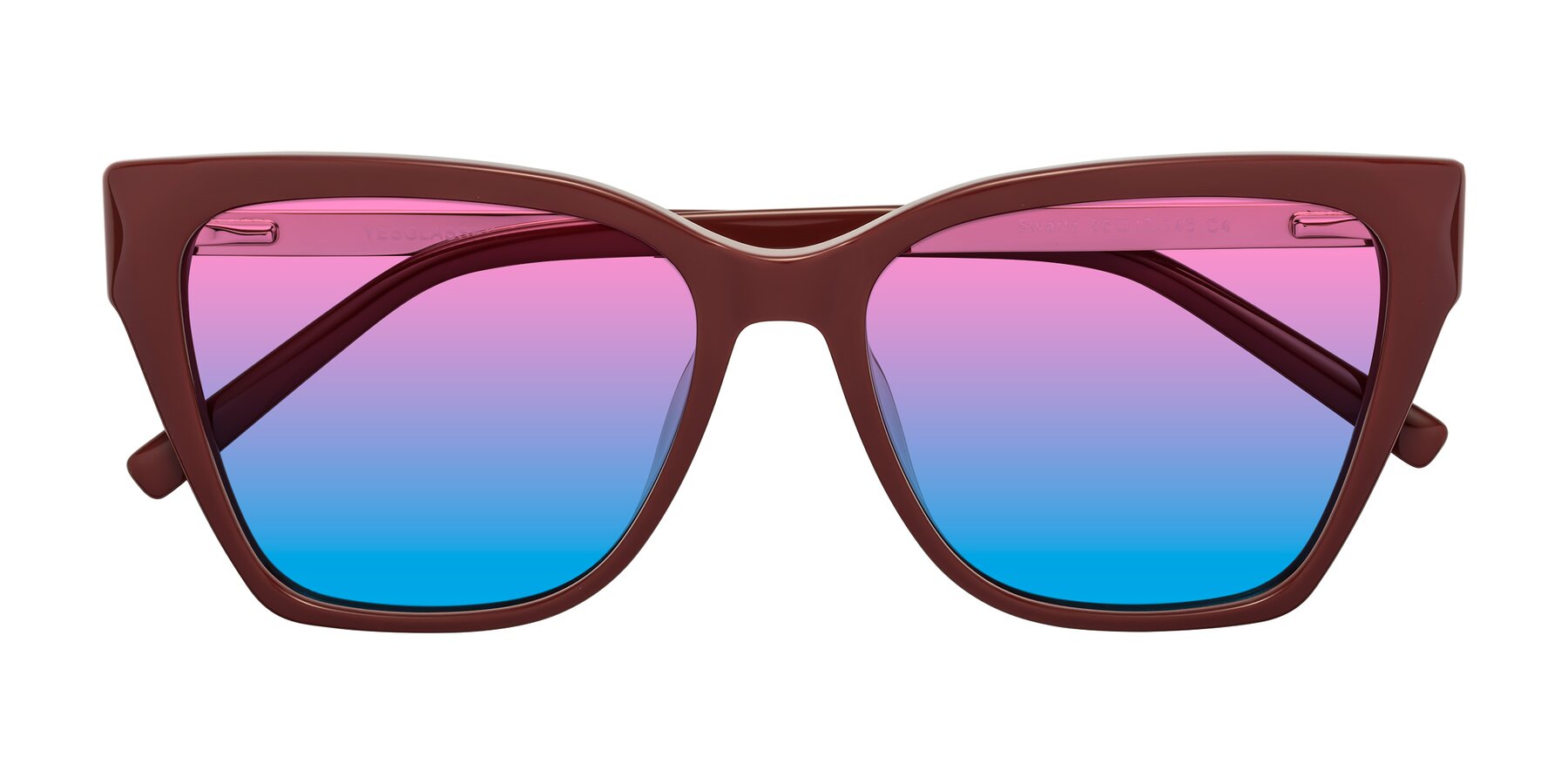 Folded Front of Swartz in Wine with Pink / Blue Gradient Lenses