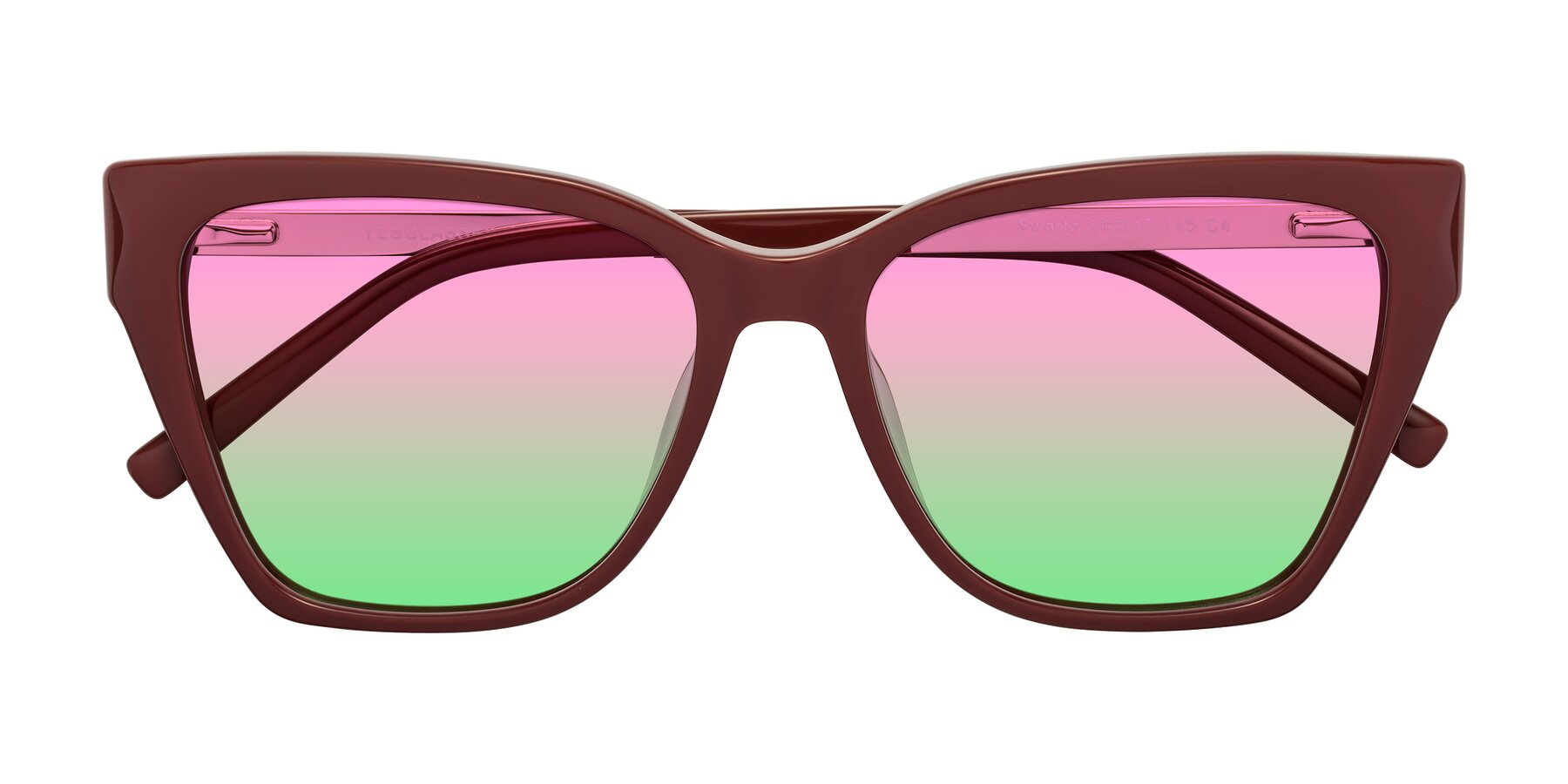 Folded Front of Swartz in Wine with Pink / Green Gradient Lenses