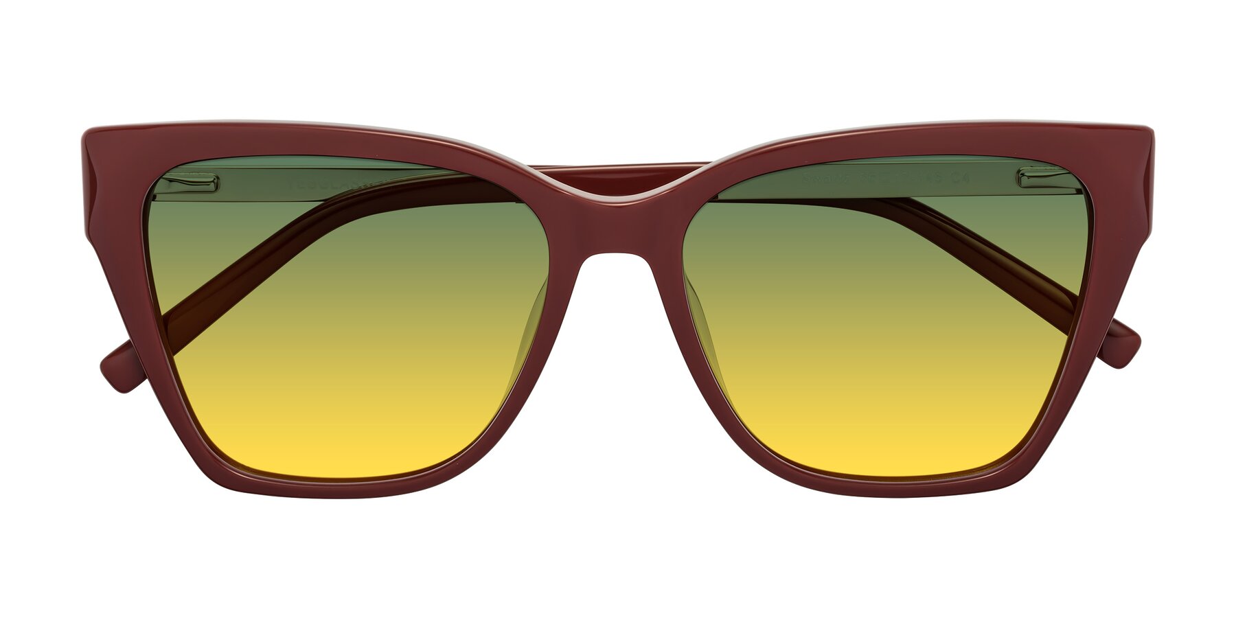 Folded Front of Swartz in Wine with Green / Yellow Gradient Lenses