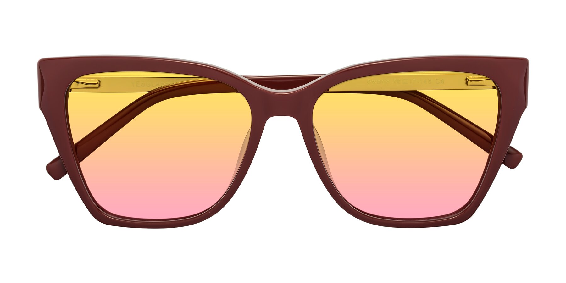 Folded Front of Swartz in Wine with Yellow / Pink Gradient Lenses