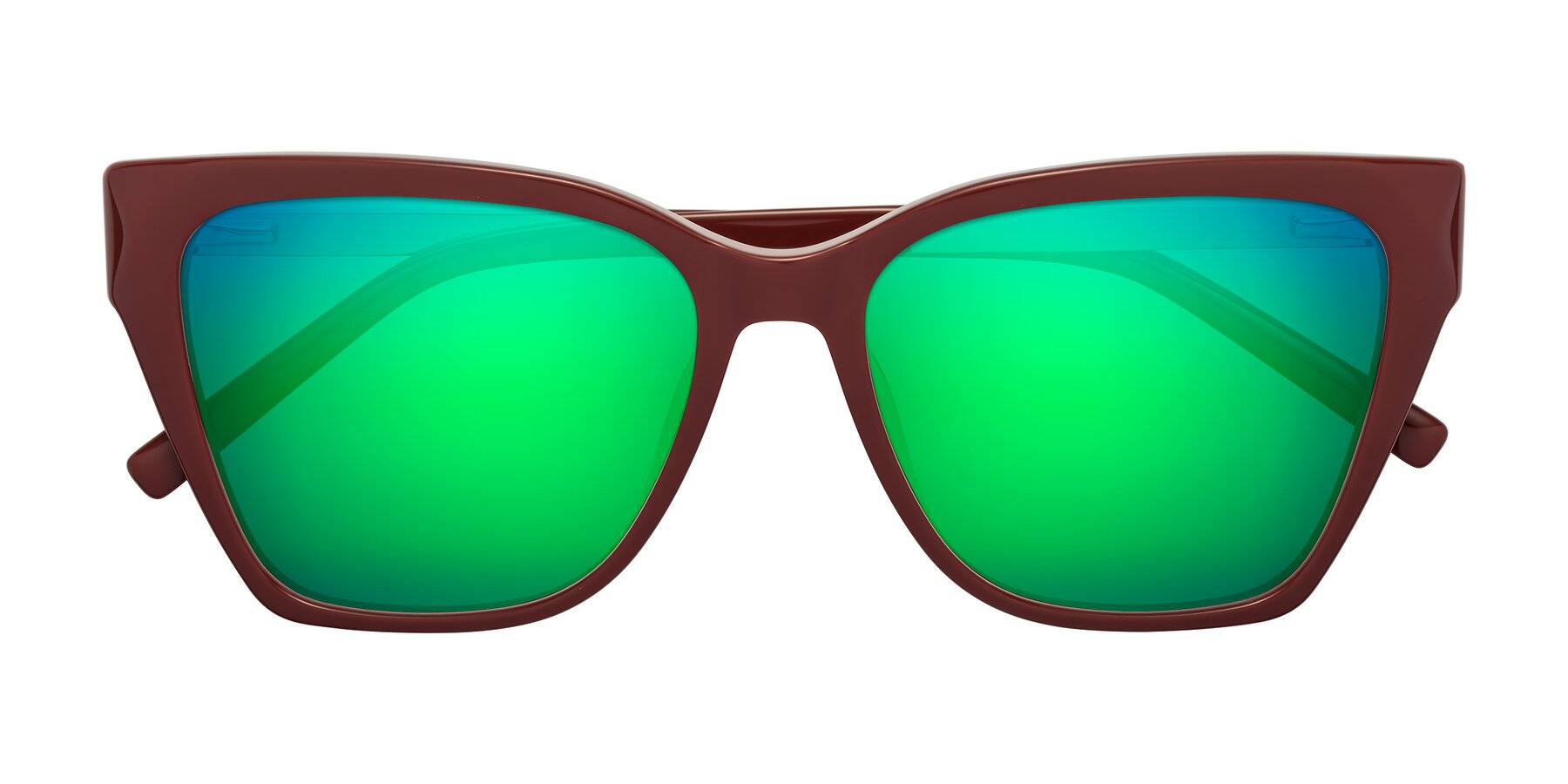 Folded Front of Swartz in Wine with Green Mirrored Lenses