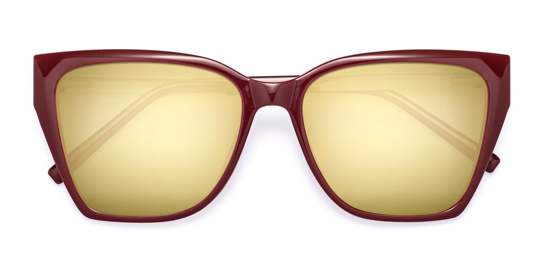 Folded Front of Swartz in Wine with Gold Mirrored Lenses