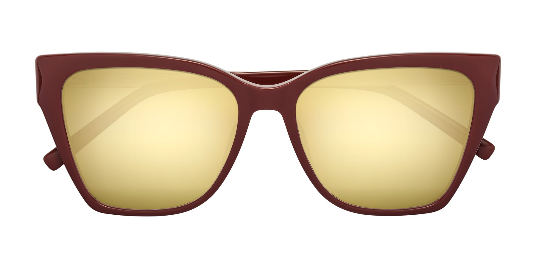Folded Front of Swartz in Wine with Gold Mirrored Lenses