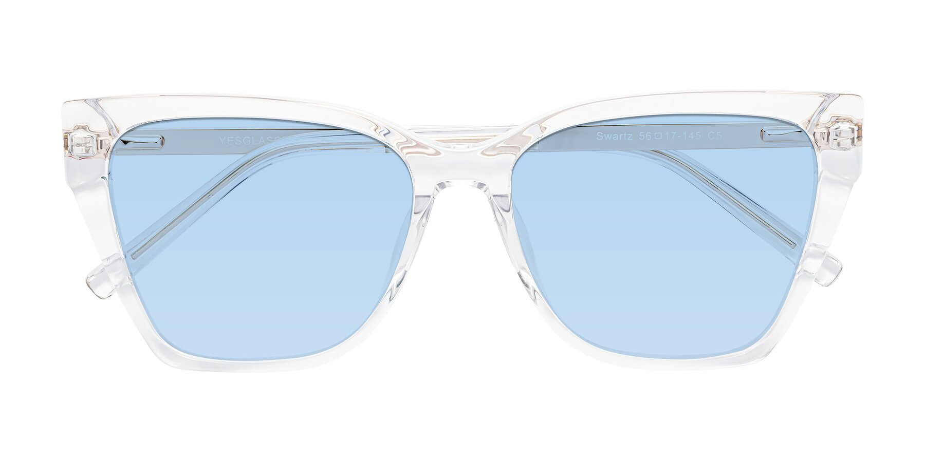 Folded Front of Swartz in Clear with Light Blue Tinted Lenses