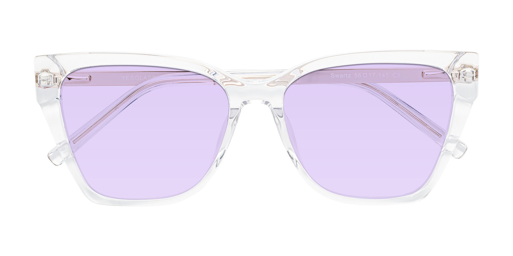 Folded Front of Swartz in Clear with Light Purple Tinted Lenses