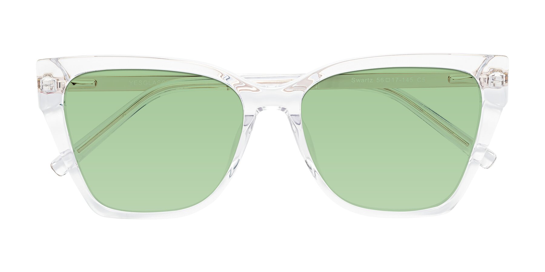 Folded Front of Swartz in Clear with Medium Green Tinted Lenses