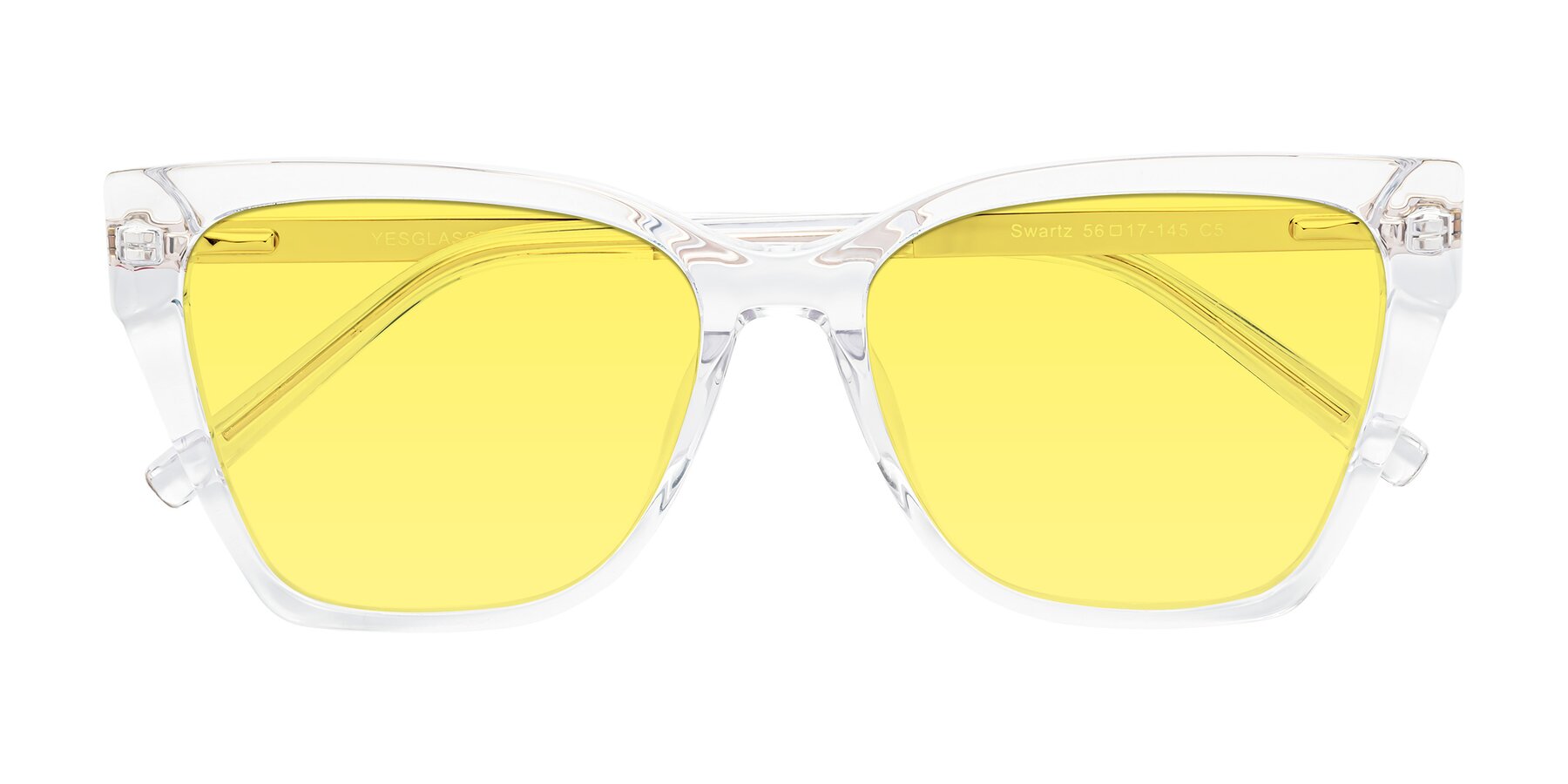 Folded Front of Swartz in Clear with Medium Yellow Tinted Lenses