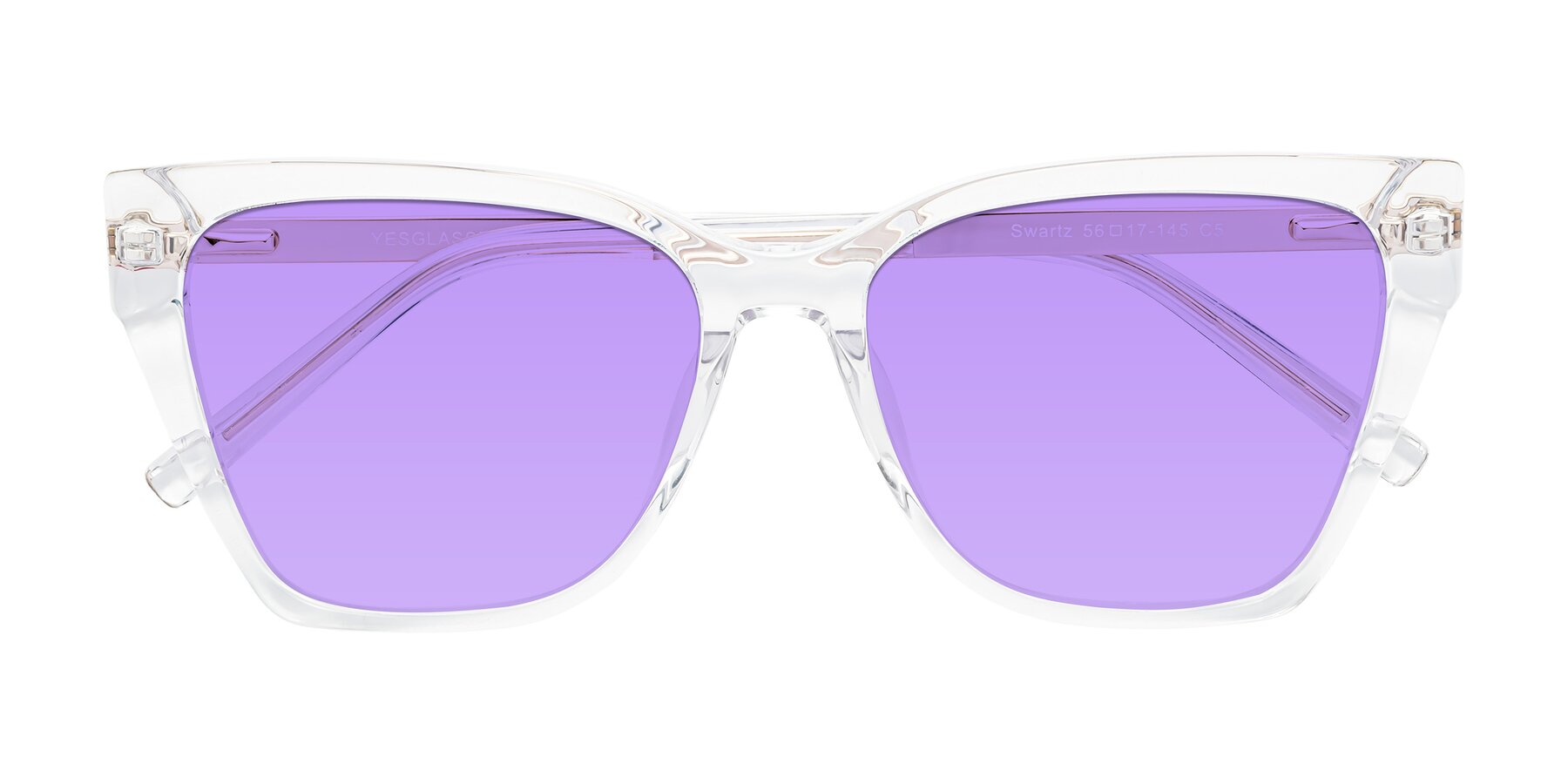 Folded Front of Swartz in Clear with Medium Purple Tinted Lenses