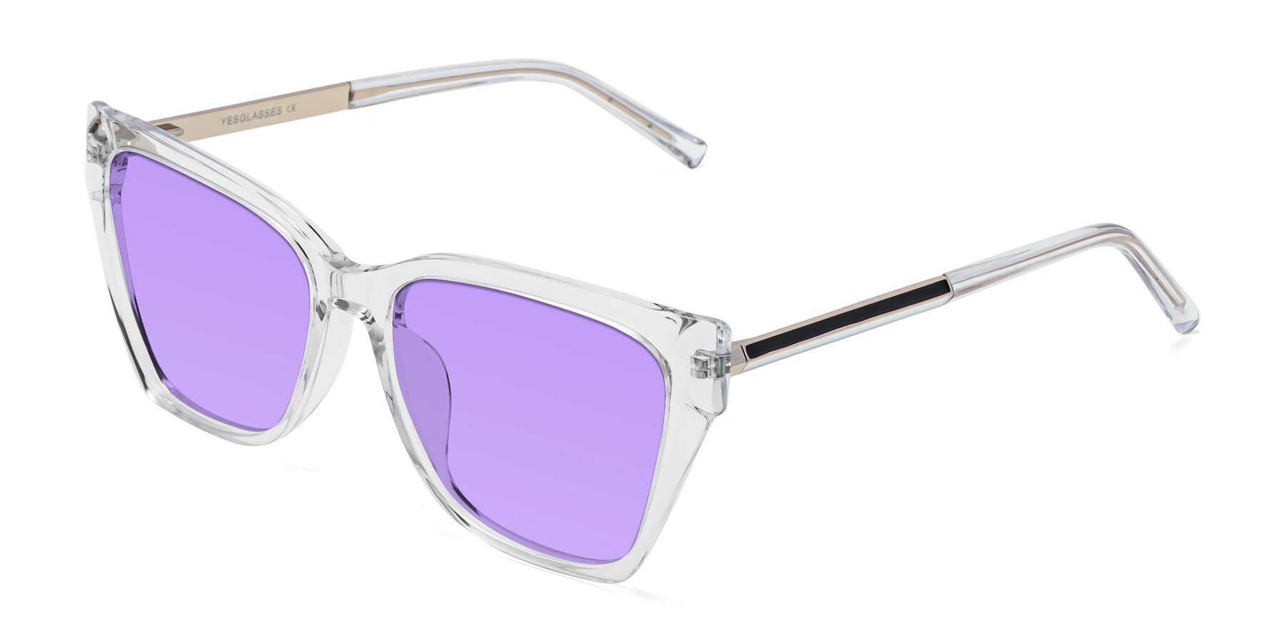 Angle of Swartz in Clear with Medium Purple Tinted Lenses