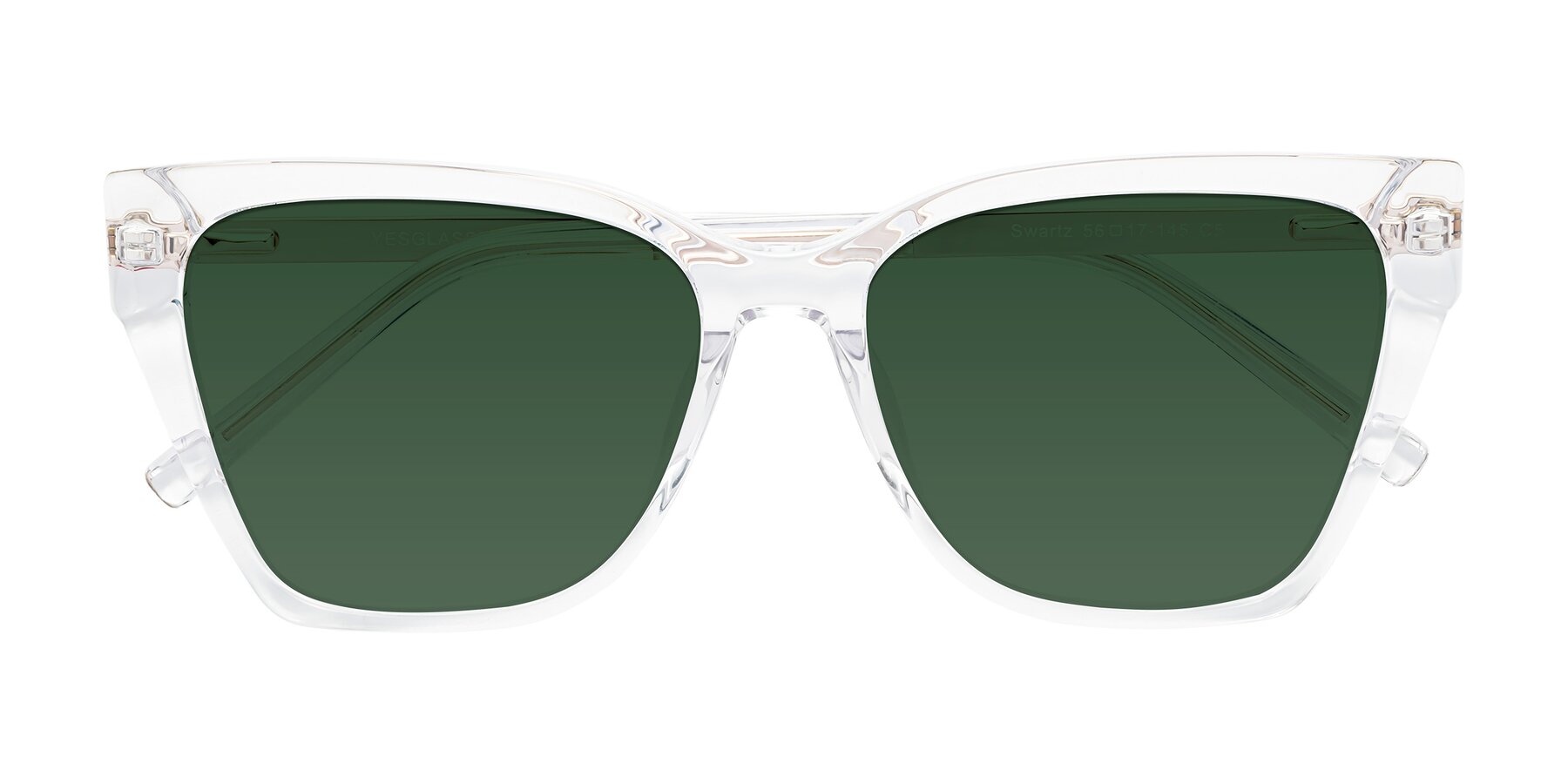 Folded Front of Swartz in Clear with Green Tinted Lenses