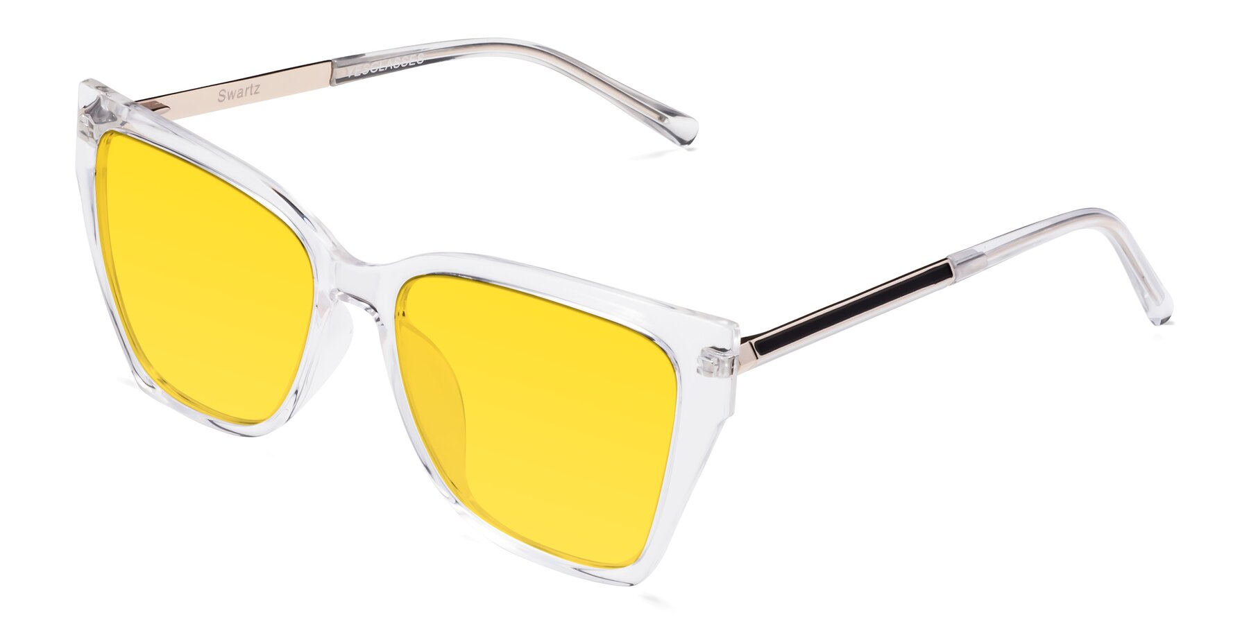 Angle of Swartz in Clear with Yellow Tinted Lenses