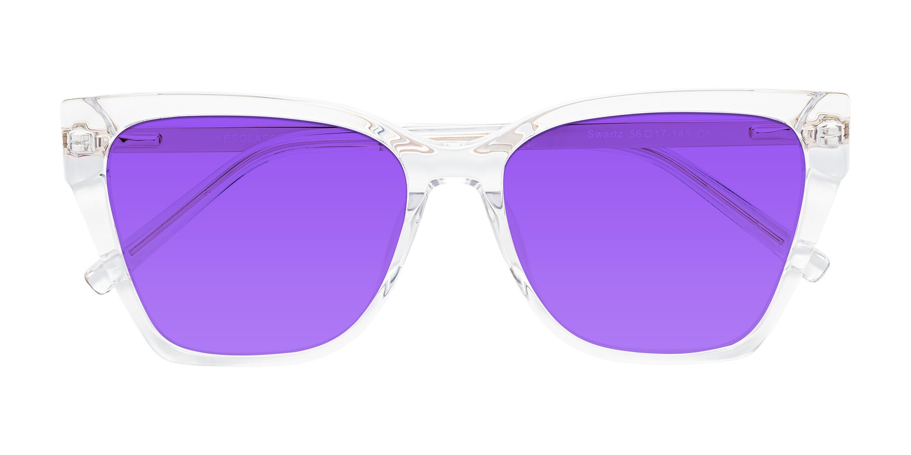 Folded Front of Swartz in Clear with Purple Tinted Lenses
