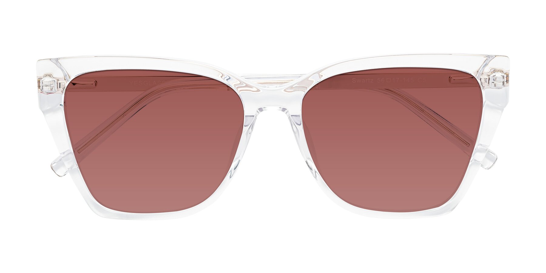 Folded Front of Swartz in Clear with Garnet Tinted Lenses