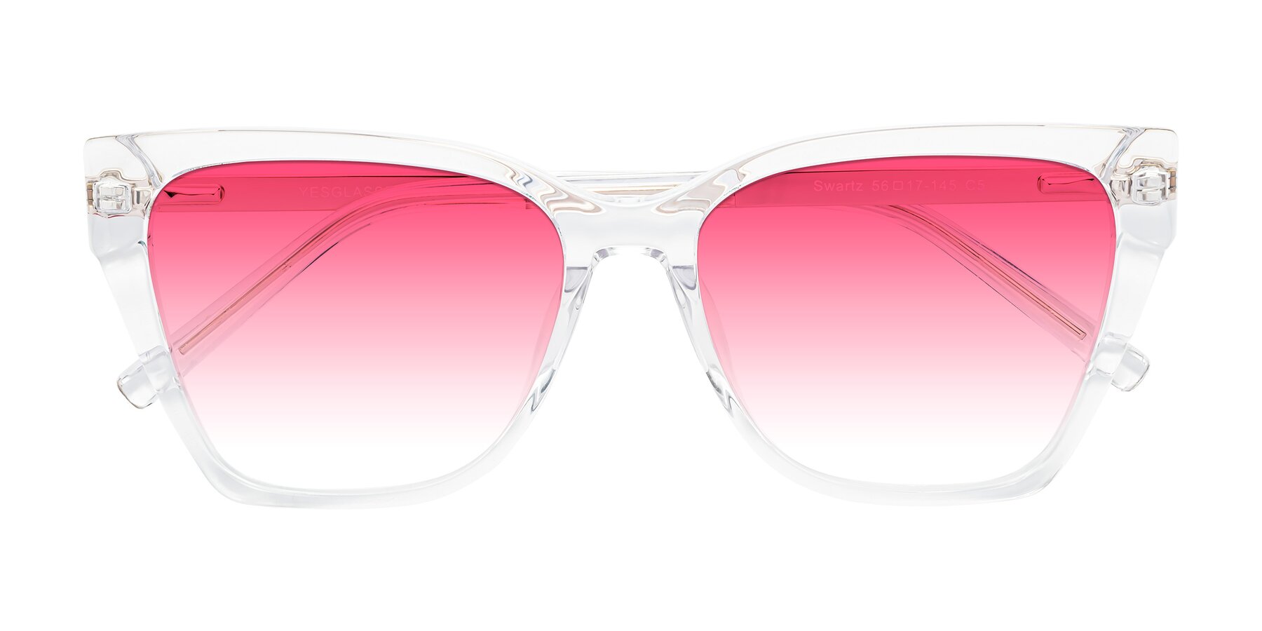 Folded Front of Swartz in Clear with Pink Gradient Lenses