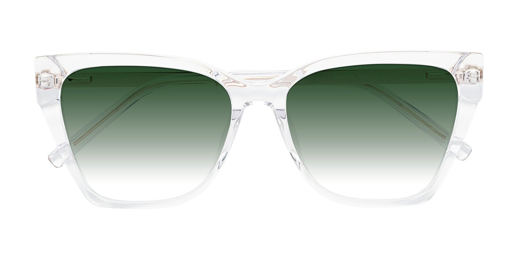 Folded Front of Swartz in Clear with Green Gradient Lenses