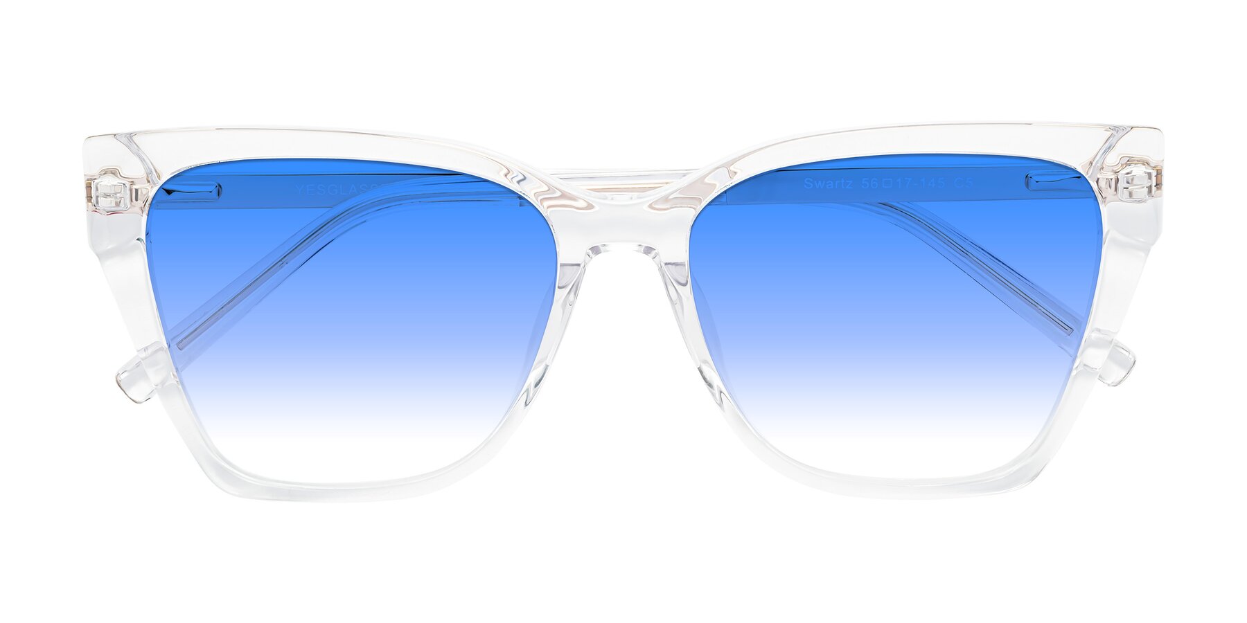 Folded Front of Swartz in Clear with Blue Gradient Lenses