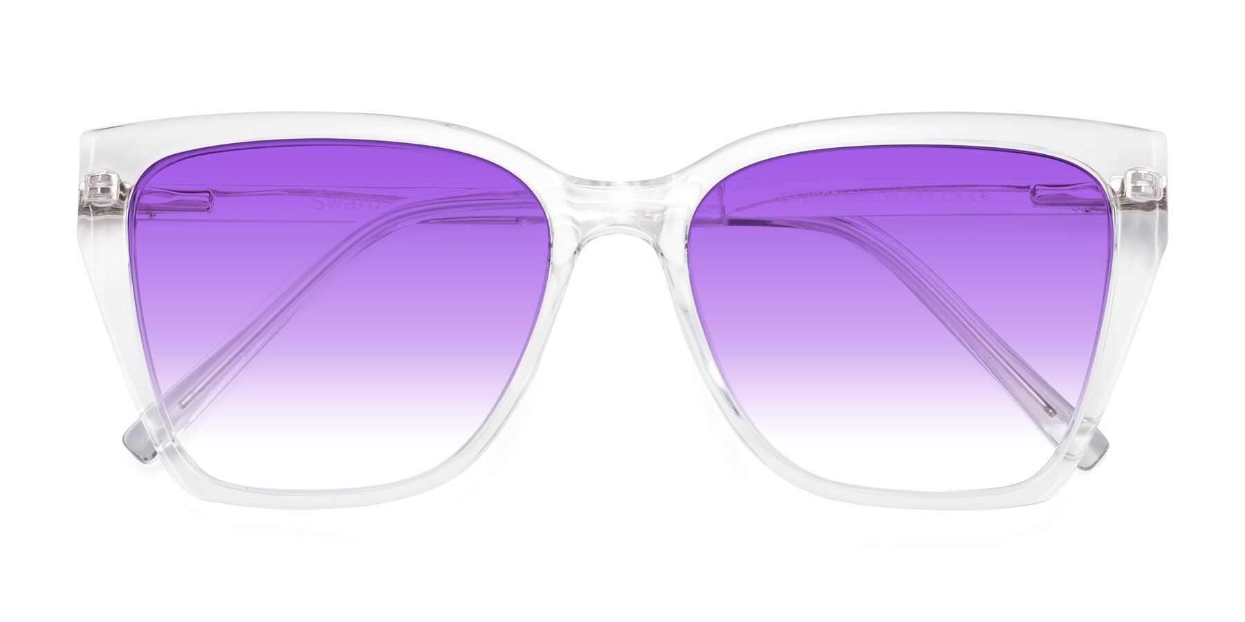 Folded Front of Swartz in Clear with Purple Gradient Lenses