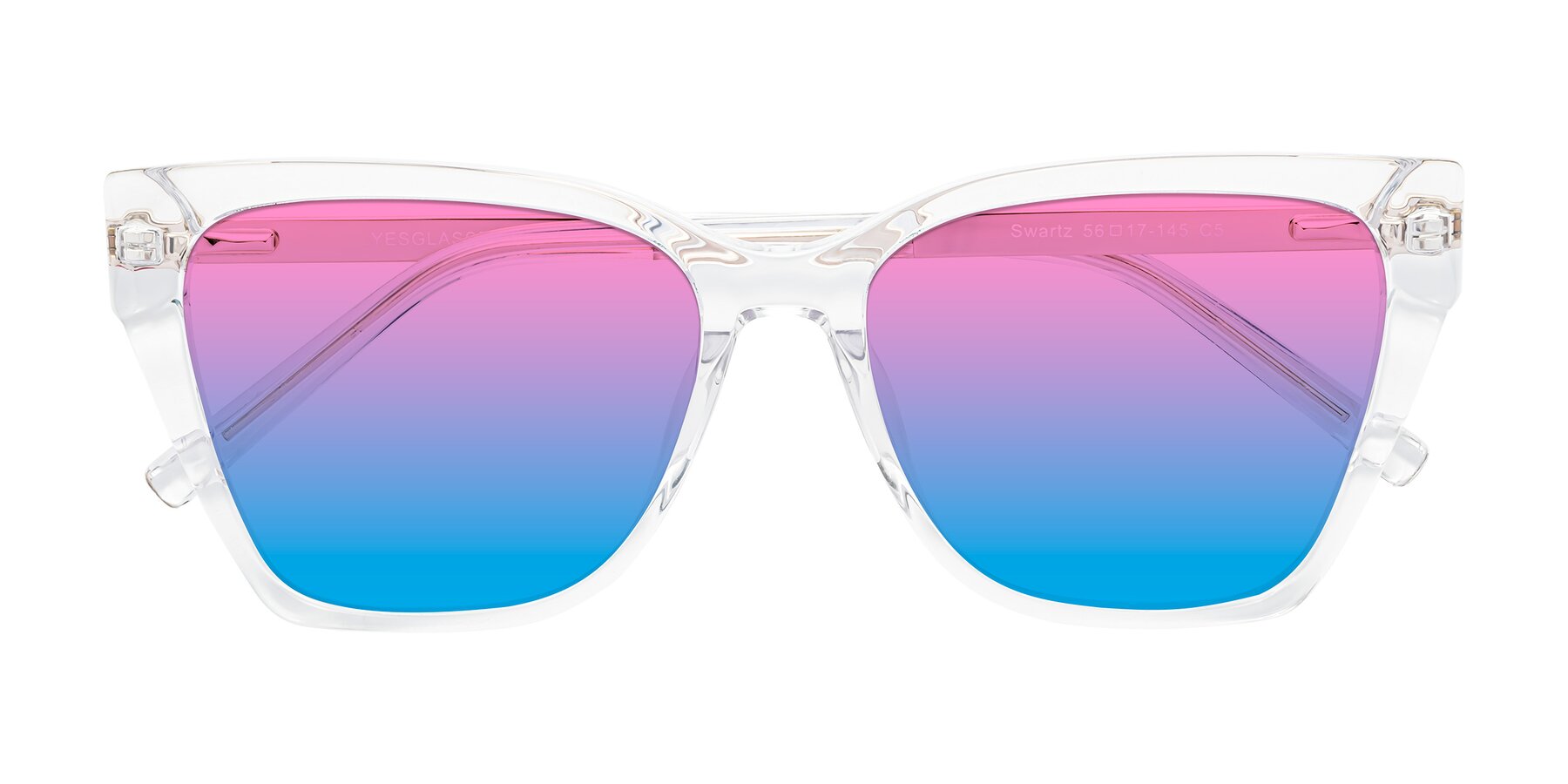 Folded Front of Swartz in Clear with Pink / Blue Gradient Lenses