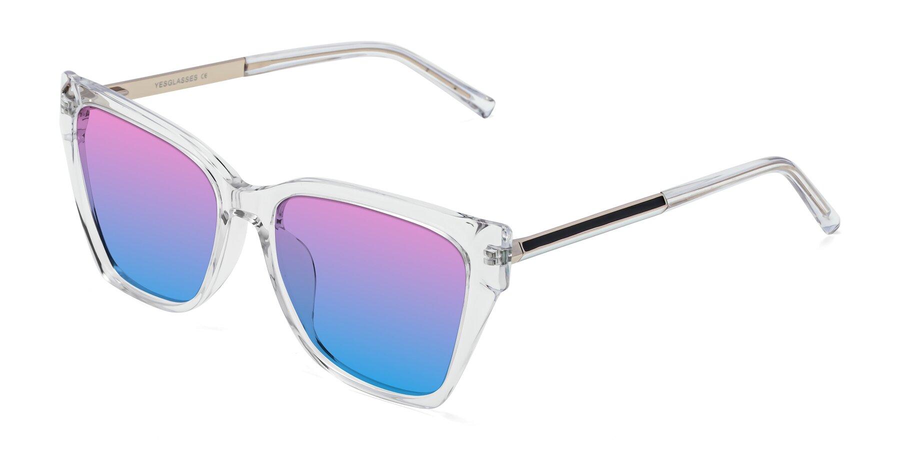 Angle of Swartz in Clear with Pink / Blue Gradient Lenses