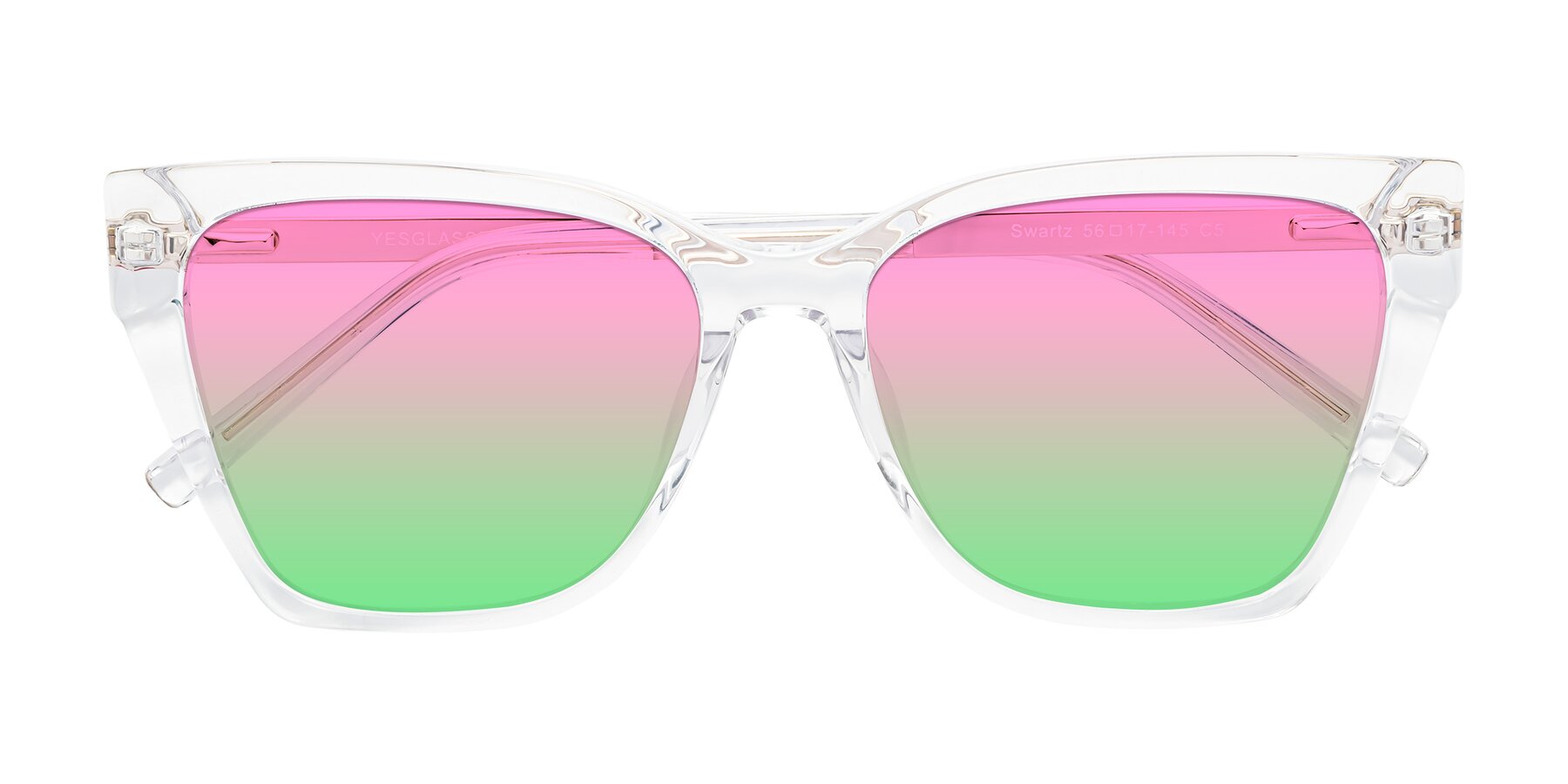 Folded Front of Swartz in Clear with Pink / Green Gradient Lenses