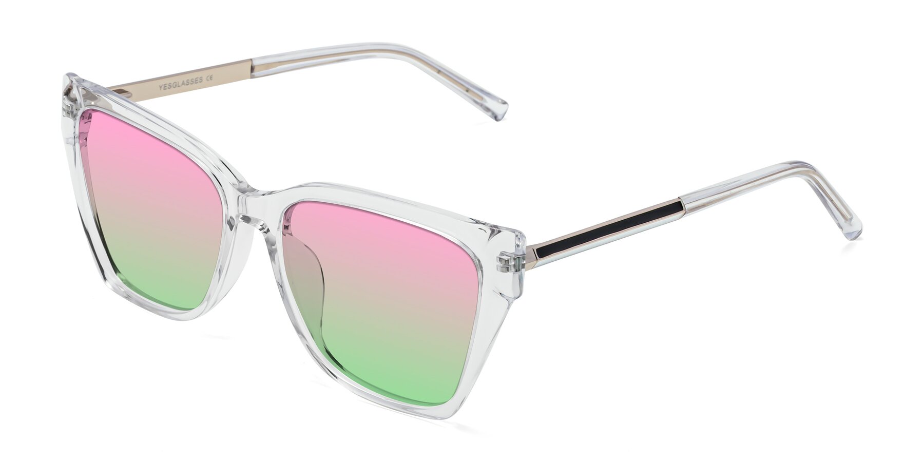 Angle of Swartz in Clear with Pink / Green Gradient Lenses