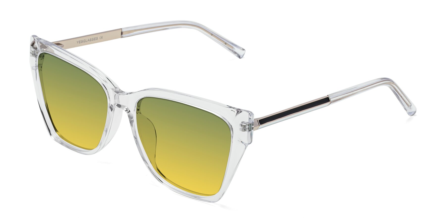 Angle of Swartz in Clear with Green / Yellow Gradient Lenses