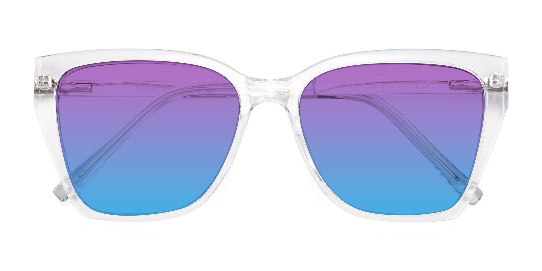 Folded Front of Swartz in Clear with Purple / Blue Gradient Lenses