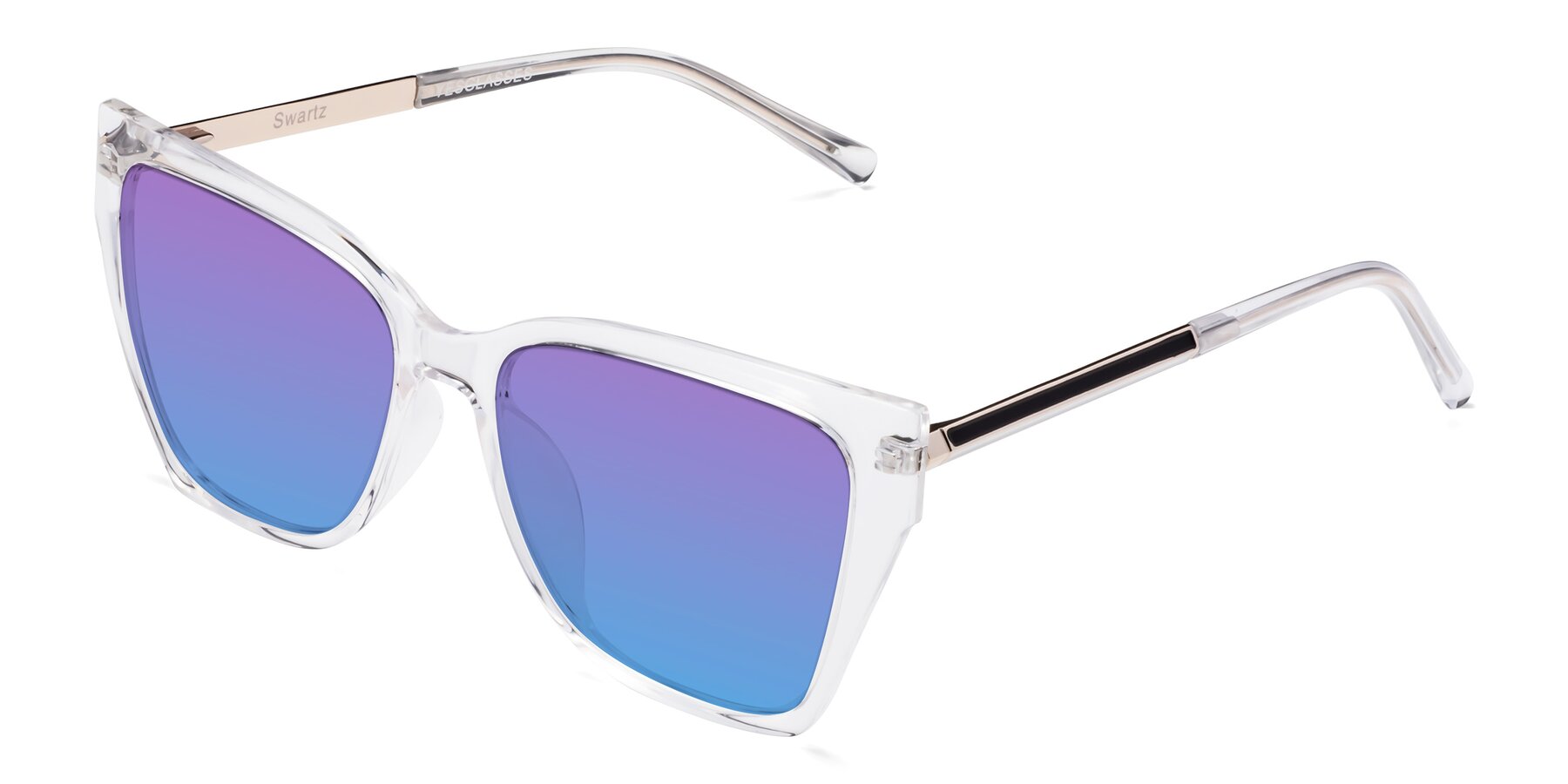 Angle of Swartz in Clear with Purple / Blue Gradient Lenses