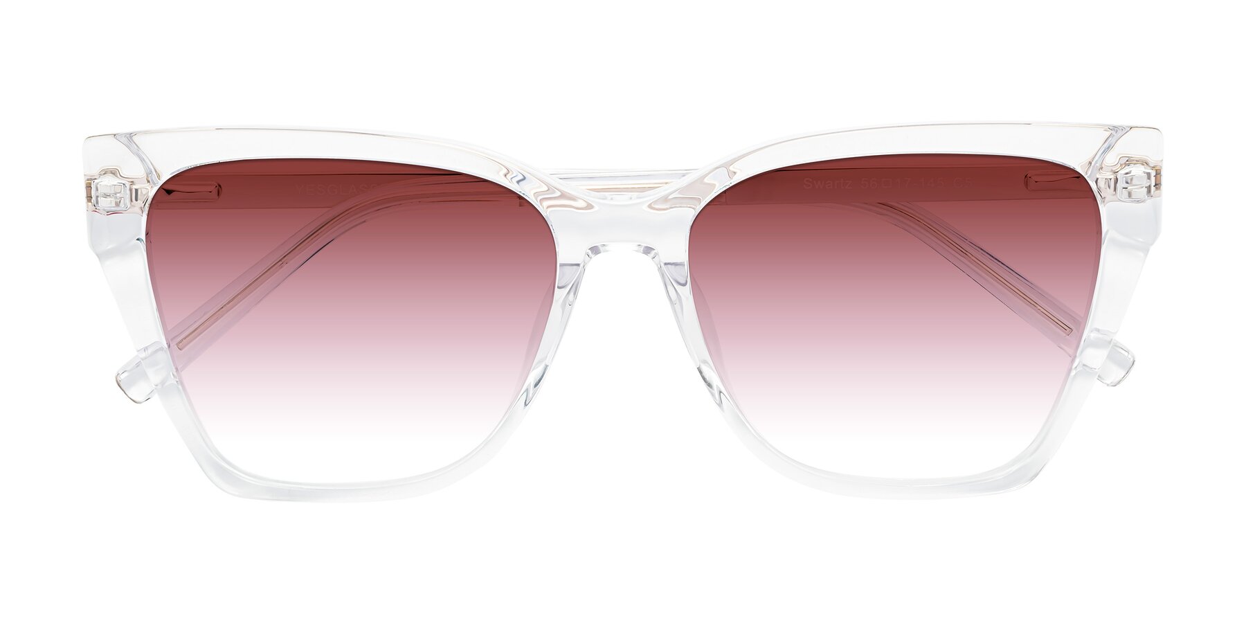 Folded Front of Swartz in Clear with Garnet Gradient Lenses