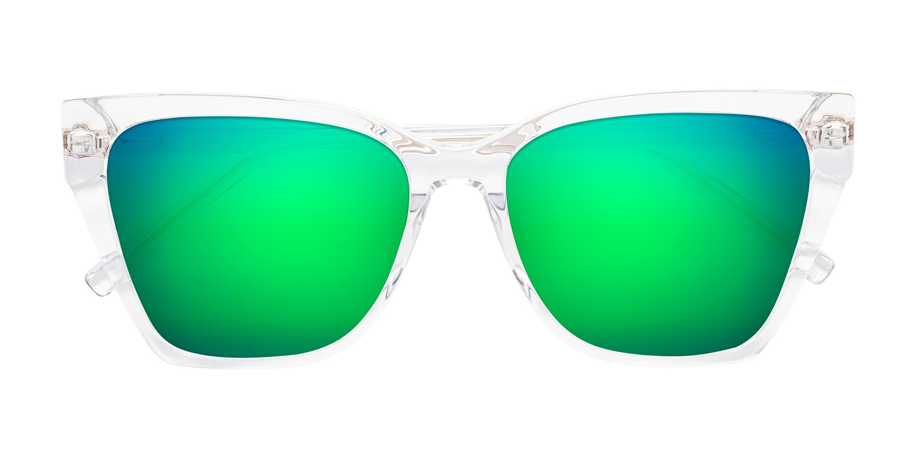 Folded Front of Swartz in Clear with Green Mirrored Lenses