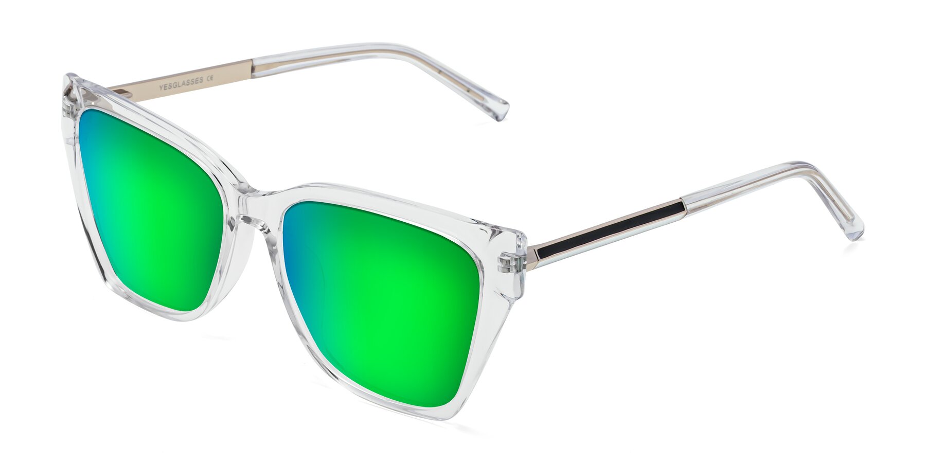 Angle of Swartz in Clear with Green Mirrored Lenses