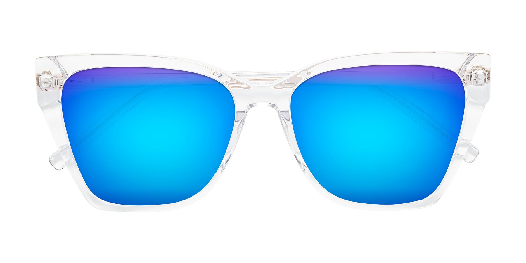 Folded Front of Swartz in Clear with Blue Mirrored Lenses