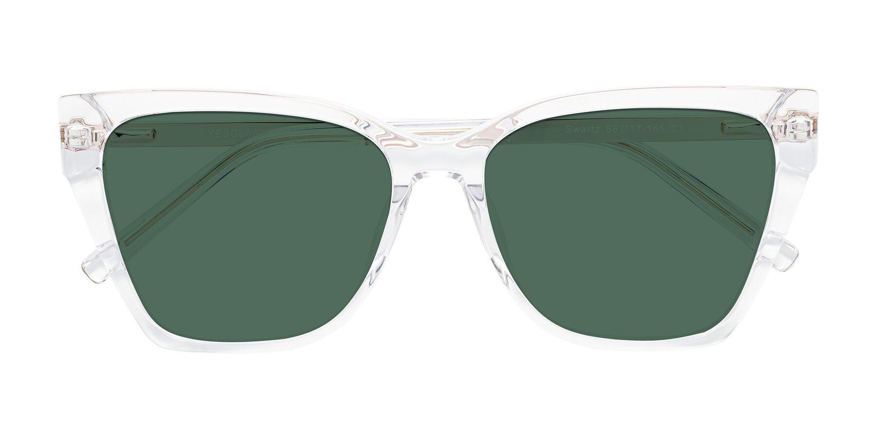 Folded Front of Swartz in Clear with Green Polarized Lenses