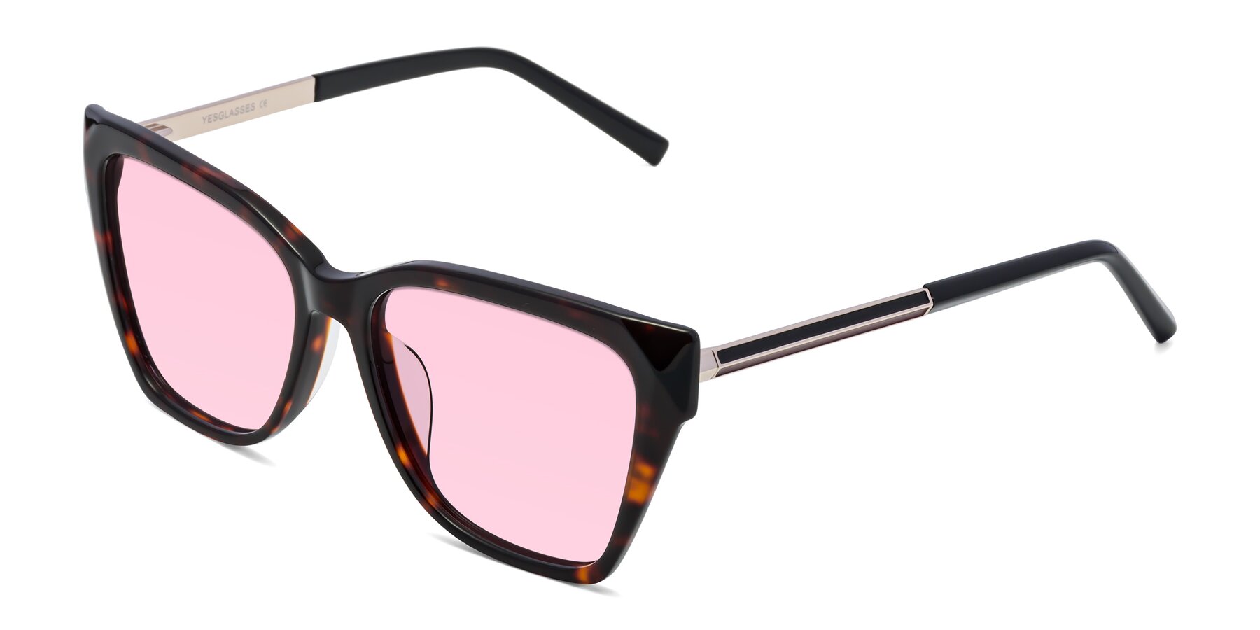 Angle of Swartz in Tortoise with Light Pink Tinted Lenses