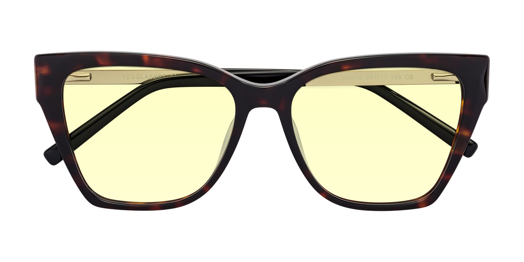 Folded Front of Swartz in Tortoise with Light Yellow Tinted Lenses